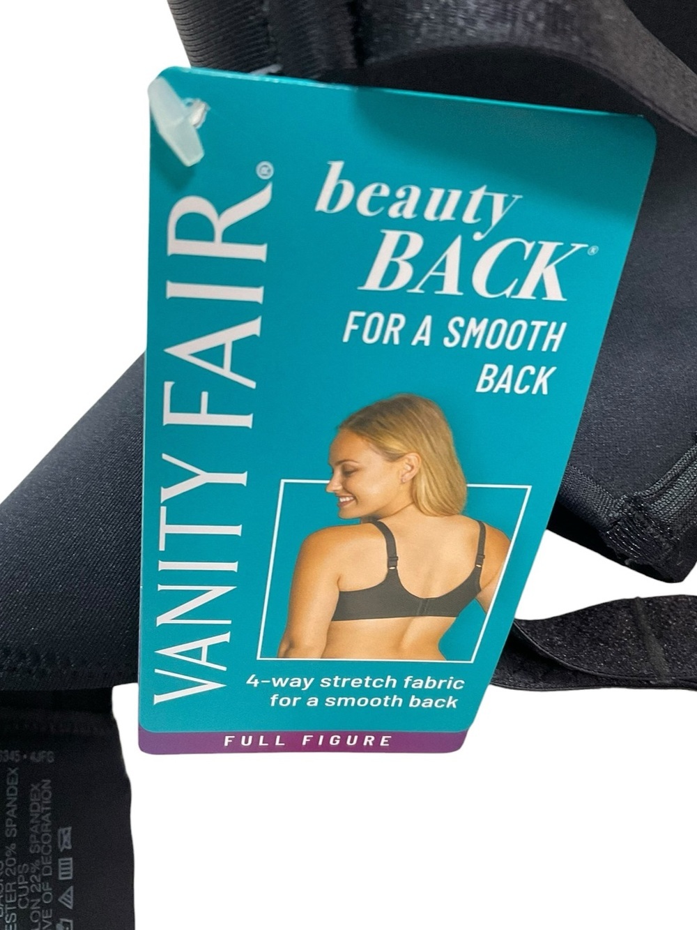 Vanity Fair Beauty Back Full Figure Wireless Bra 42D Black Smooth Back NWT - Picture 8 of 10